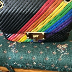 Michael Kors, rainbow hot topic Crossbody bag 9 x 7 x 4 chain w/leather insert